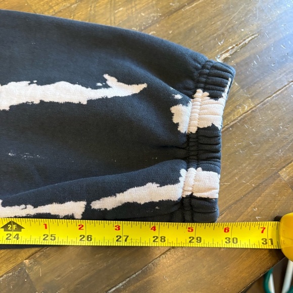 PAM & GELA bleach tie dye gym sweatpants in black/cream joggers M Marble - Picture 8 of 8